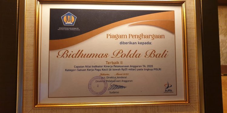 Bid Humas Polda Bali Jadi Satker Terbaik Kedua Se-Indonesia dalam IKPA TA 2020