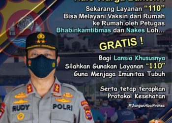 Polda Banten Himbau Masyarakat Aktif Memanfaatkan 110 Untuk Vaksinasi
