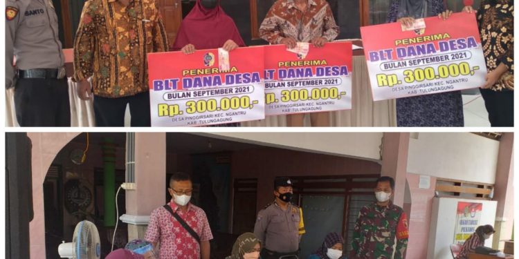 TNI-Polri Kawal Penyaluran BLT-DD dan Vaksinasi di Wilayah Kecamatan Ngantru Tulungagung