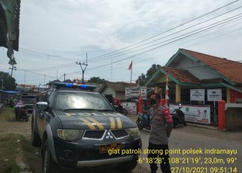 Perketat Angka Kejahatan C-3, Gencarkan Patroli Strong Point Wiralodra Anggota Polsek Indramayu