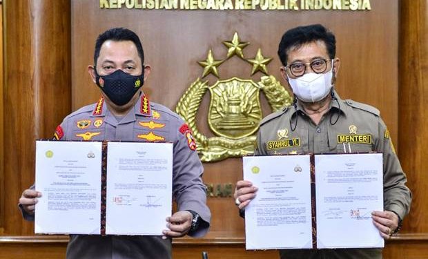 Tanda Tangani MoU bersama Kementan, Kapolri Siap Kawal Ketahanan Pangan
