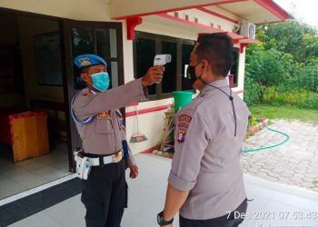 Cegah Penyebaran Covid-19, Polsek Sebangau Disiplinkan Prokes Internal