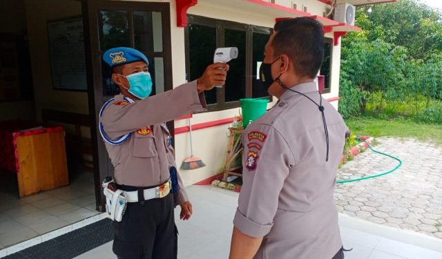 Cegah Penyebaran Covid-19, Polsek Sebangau Disiplinkan Prokes Internal