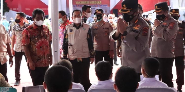 Polda Sumut Vaksinasi Merdeka Anak Usia 6-11 Tahun di Kota Binjai