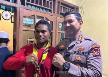 Alfin Alfarizqi (14) dan Kapolresta Bogor Kota Kombes Bismo Teguh Prakoso