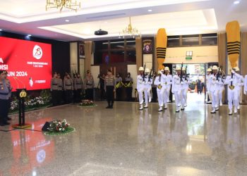 Kapolri Jenderal Listyo Sigit Prabowo, memimpin Upacara Pemuliaan Nilai-Nilai Luhur Tribrata Tahun 2024 di Gedung Rupattama Mabes Polri