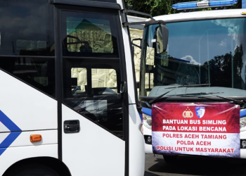 bus SIM Keliling untuk pelayanan SIM di Aceh Tamiang pascabencana banjir bandang